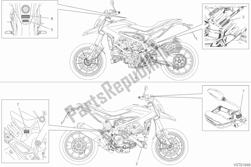 Todas las partes para Posizionamento Targhette de Ducati Hypermotard 939 2018